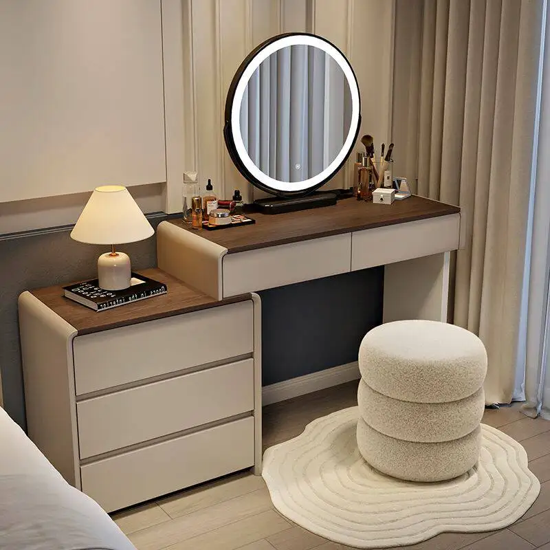 

Chair Luxury Storage Vanity Desk Drawers Extension Wood Adult Cabinet Vanity Bedroom Mirror Compact Penteadeira Furniture