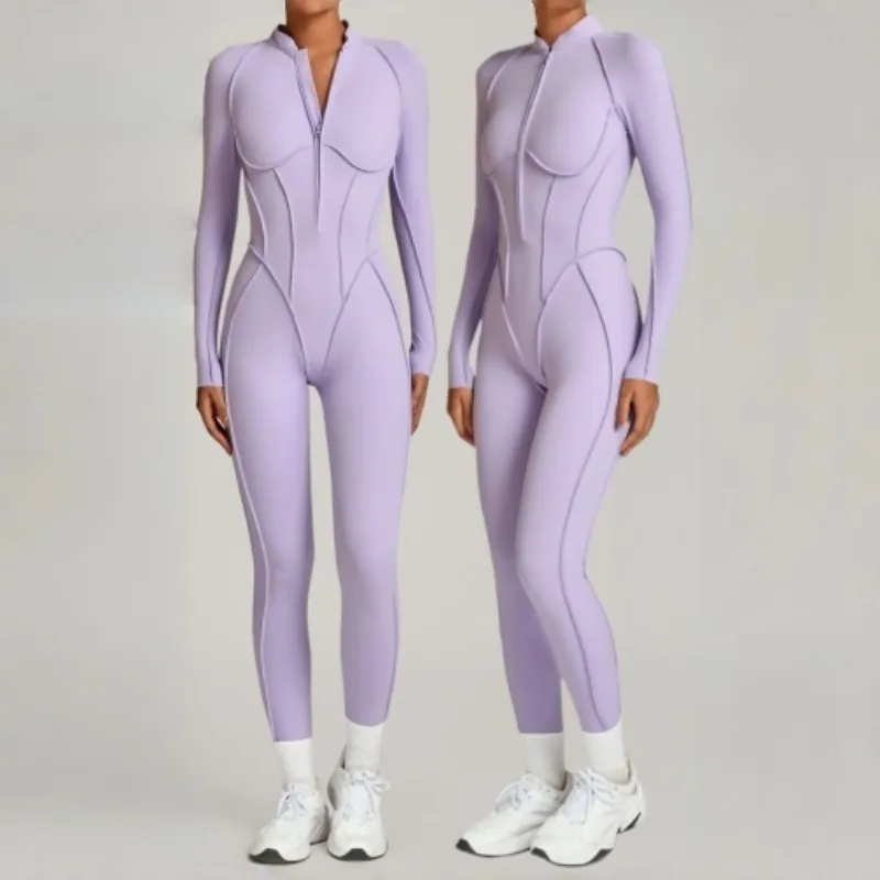 

Women's winter stand up yoga clothes slim fit and slimming hip lifting jumpsuit outdoor running sports leisure fitness clothes