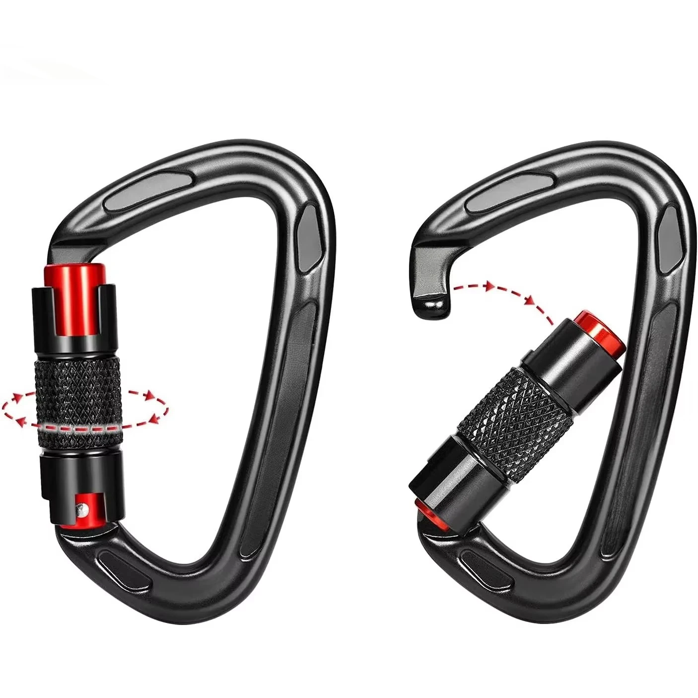 1/2Pcs Black Auto Locking Climbing Carabiner Clips, Twist Lock, and Heavy Duty Carabiners for Rappelling, Mountaineering