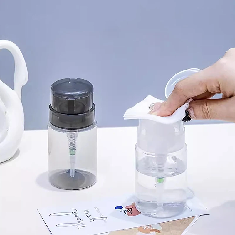 Pusta butelka z pompką do płynu do czyszczenia lakieru hybrydowego UV, do usuwania lakieru, do zdobienia paznokci.