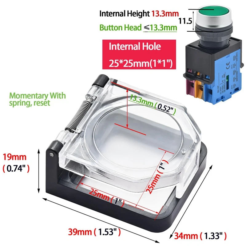 Power Push Button Switch Cover,Waterproof And Collision Resistant, Dustproof Safety Protector For 25Mm Mounting Hole