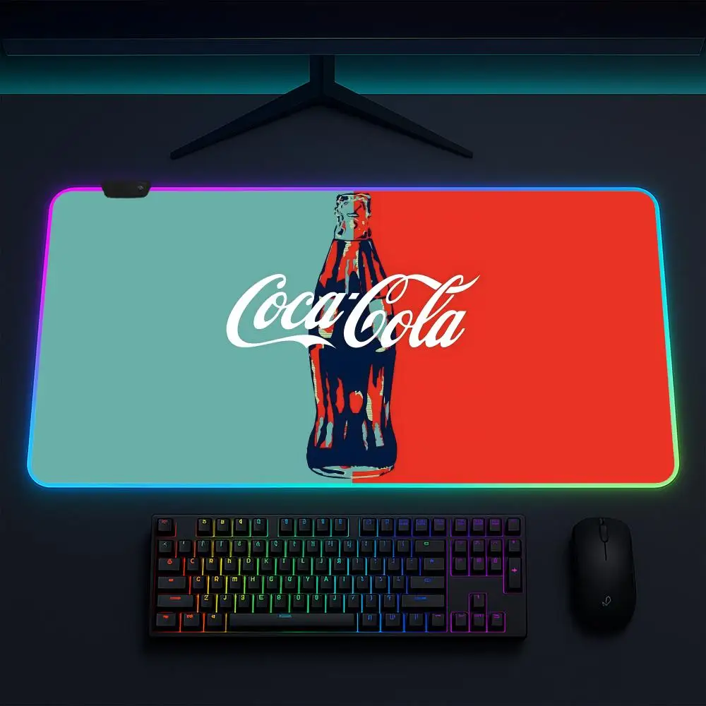 Hot cool C-cocas C-colas Mouse Pad Anime Gaming Mouse Pad LED Table Pads Backlit Rubber Desktop XXL RGB Desk Mats