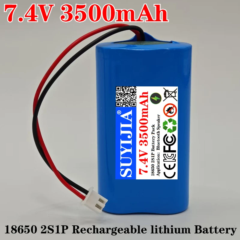 

New 7.4V 2S1P 3500mAh 18650 Rechargeable Lithium Battery for Projectors, Speakers, Wireless Monitoring, Toy Accessories
