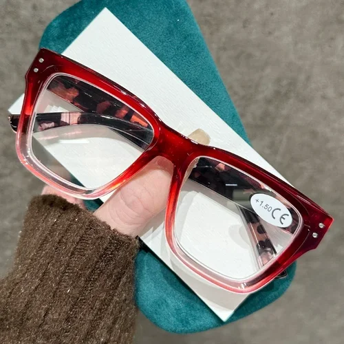 Imagen 2 del producto Gafas de lectura ultraligeras a la moda para hombre y mujer, anteojos con bloqueo de luz azul, para visión de lejos, presbicia de gran tamaño Vintage a la moda