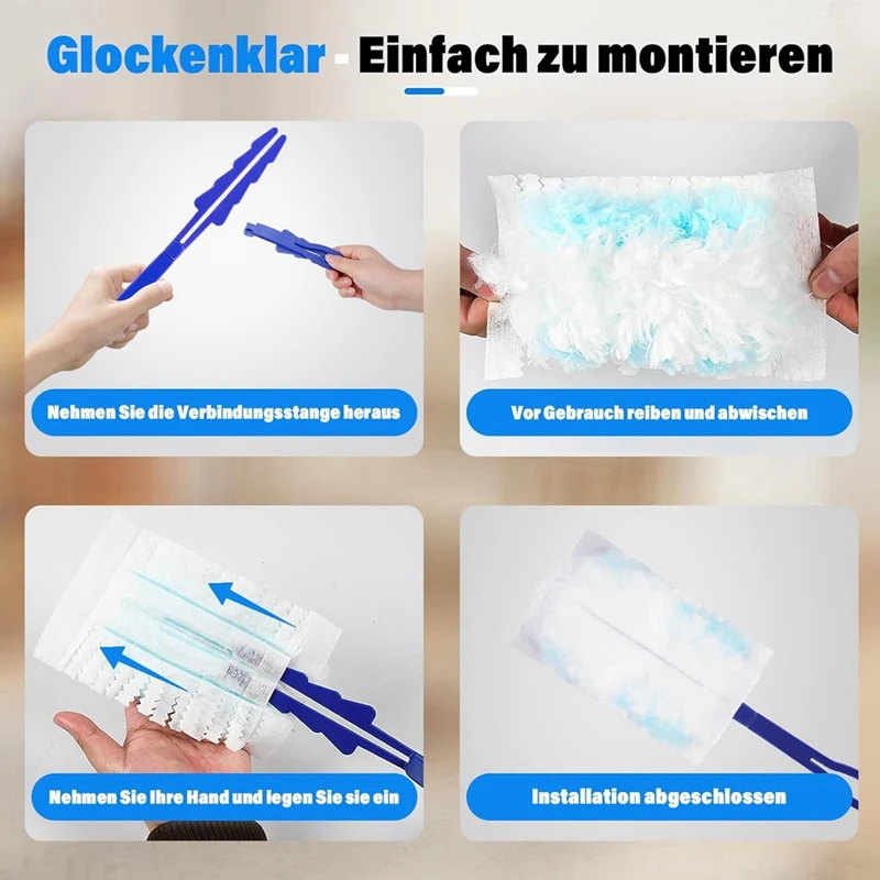 42 Pieces Duster with 1 Handle, Dust Magnet Refill Pack Dirt Electrostatic Dust Wiper for Household, School, Office