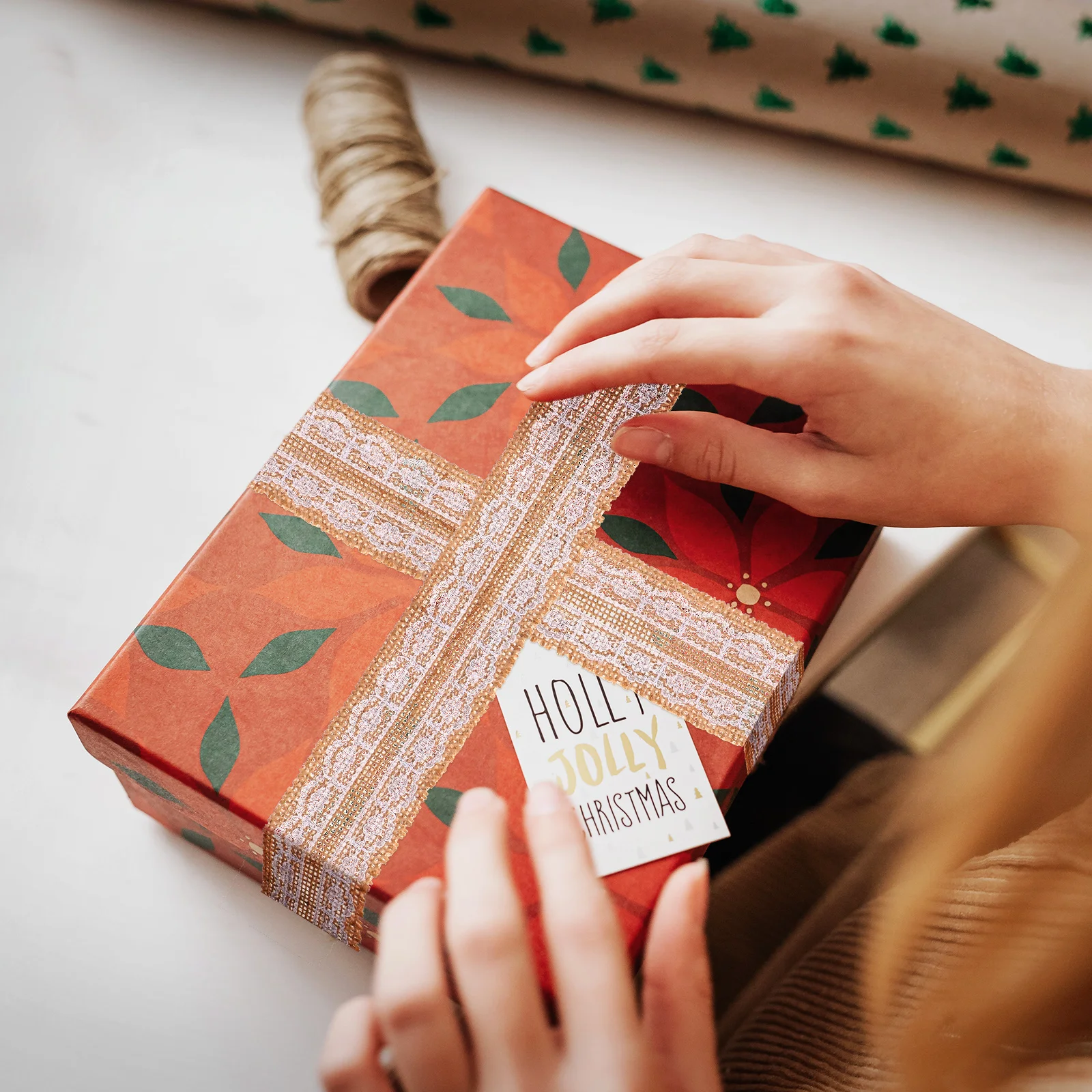 

5 Rolls 2M Jute Lace Burlap Roll Wrapping For Wedding Christmas Crafts Rustic Decoration Lace Trim Strong Resilient Decorative