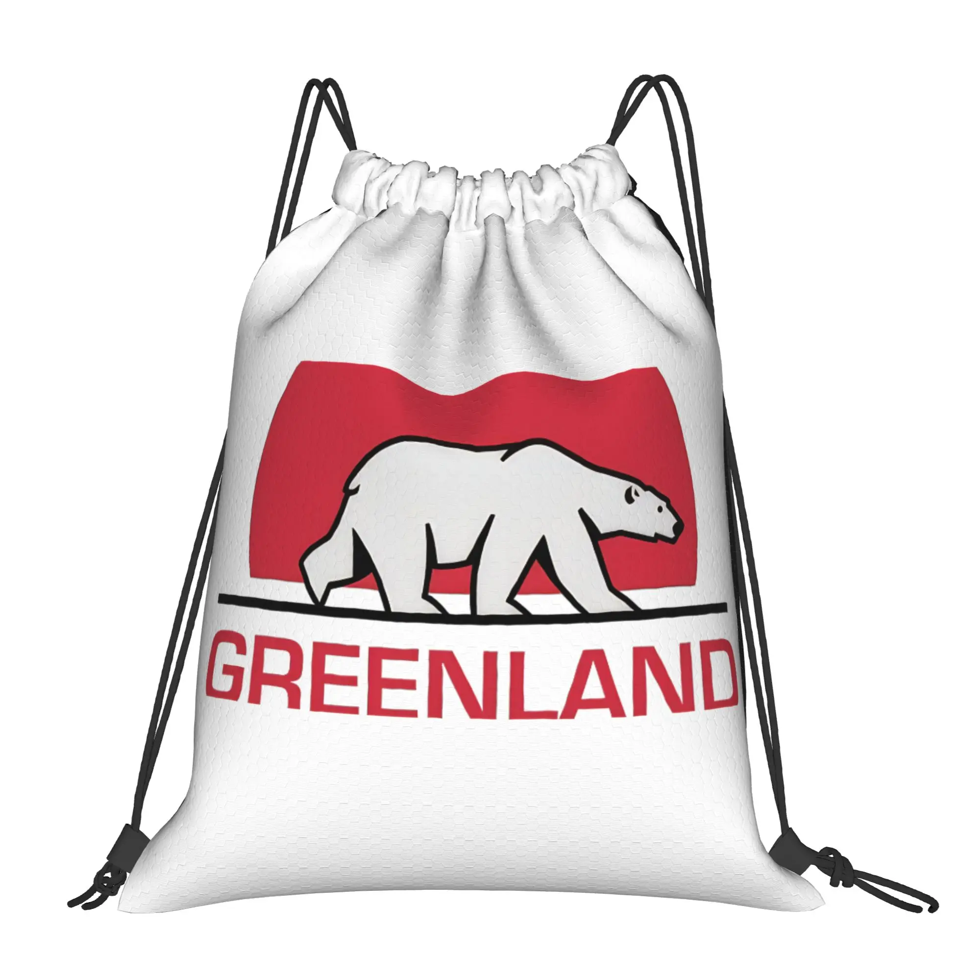 

Greenland Flag Bear Drawstring Bags Sports Backpack Gym Sackpack Water Resistant String Bags for Yoga