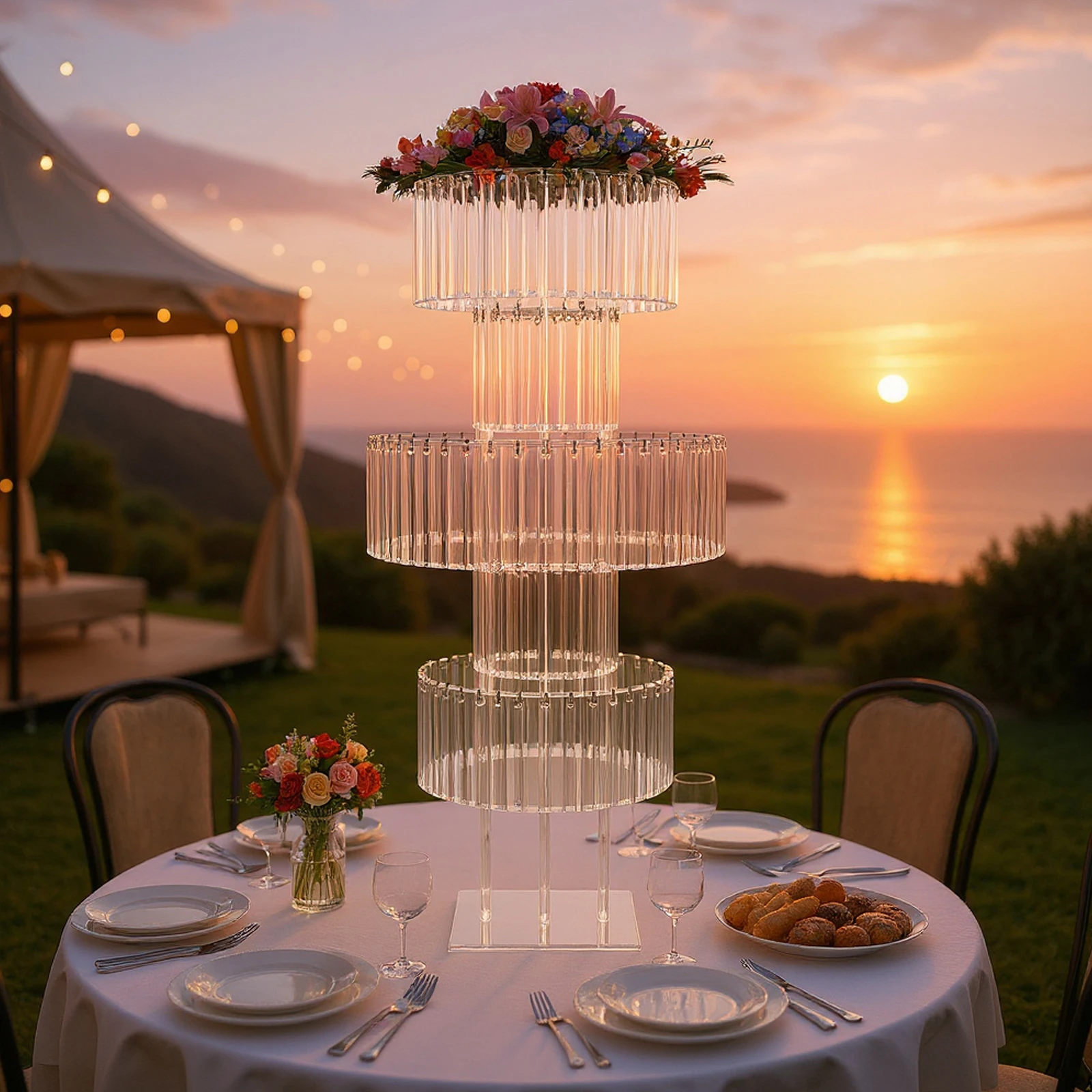 

[5-уровневая подставка для цветов на свадьбу] 5-уровневая хрустальная подставка для цветов - акрил - свадебное украшение - прочная устойчивая