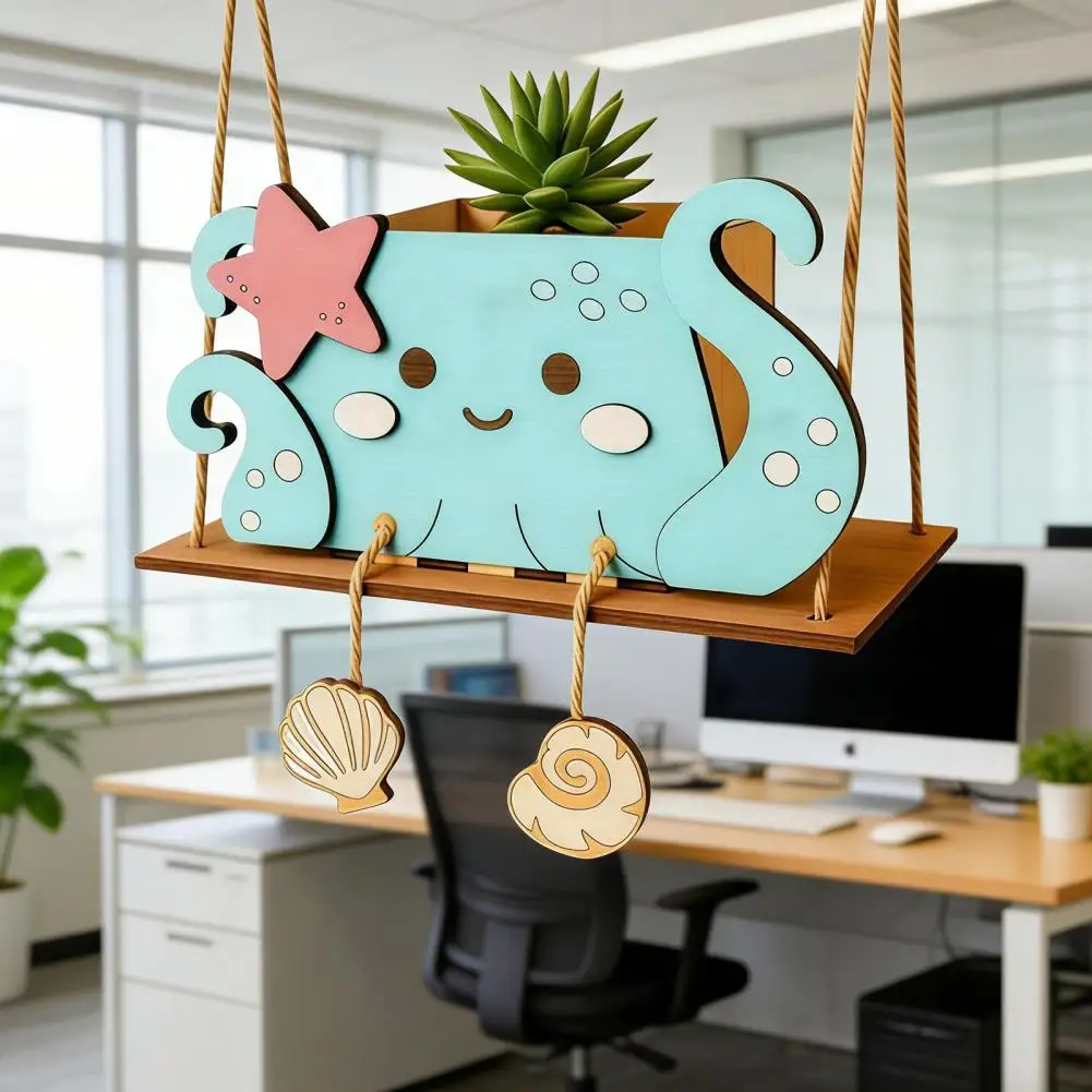 Charming Plant Container Holder Cute Hanging Planter Holder Swing Flower Pot Hanger for Indoor Plants Succulents Decorative