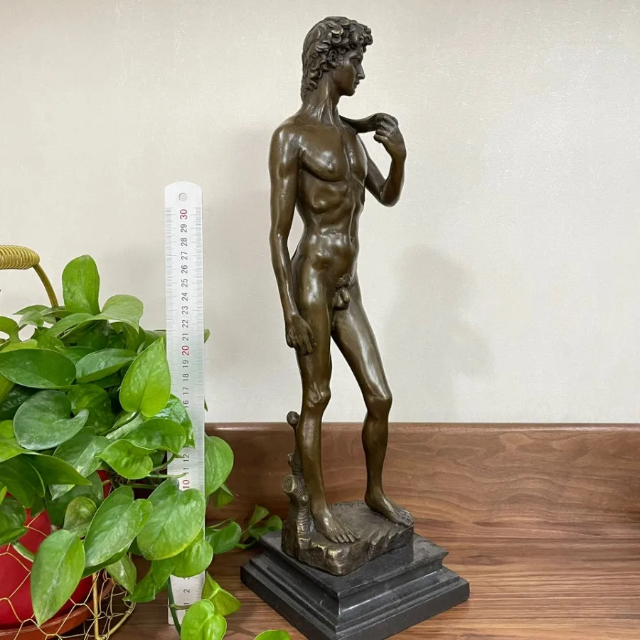Bronze David Statue Sculpture Famous Michelangelo Figure Copper Casting Art Craft Home Decor Ornament Gift For Office Desk