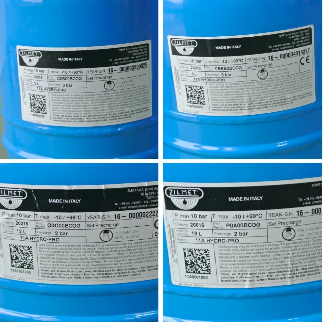 ZILMET expansion tank, ground heating water pump, pressure stabilizing tank, make-up water tank 2L 5L 8L 12L 18L 24L