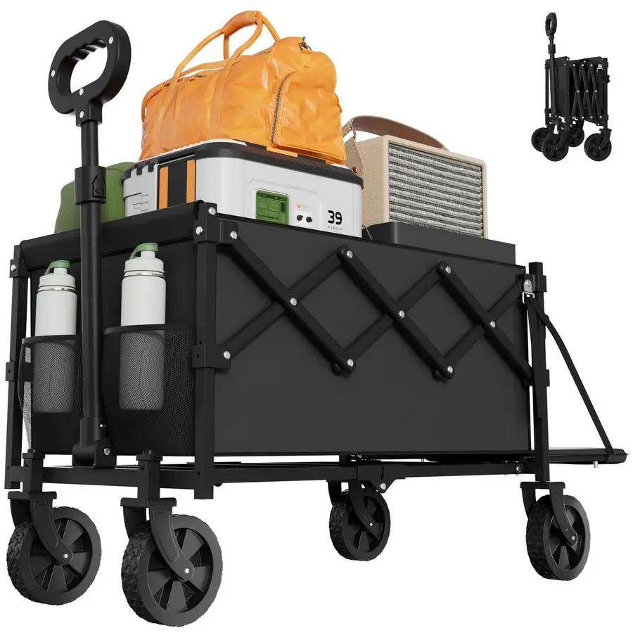 

Тележка на колесах, грузоподъемность 350 фунтов, складная тележка с расширяемым хранилищем 100 л и гибкой ручкой, легкая и портативная