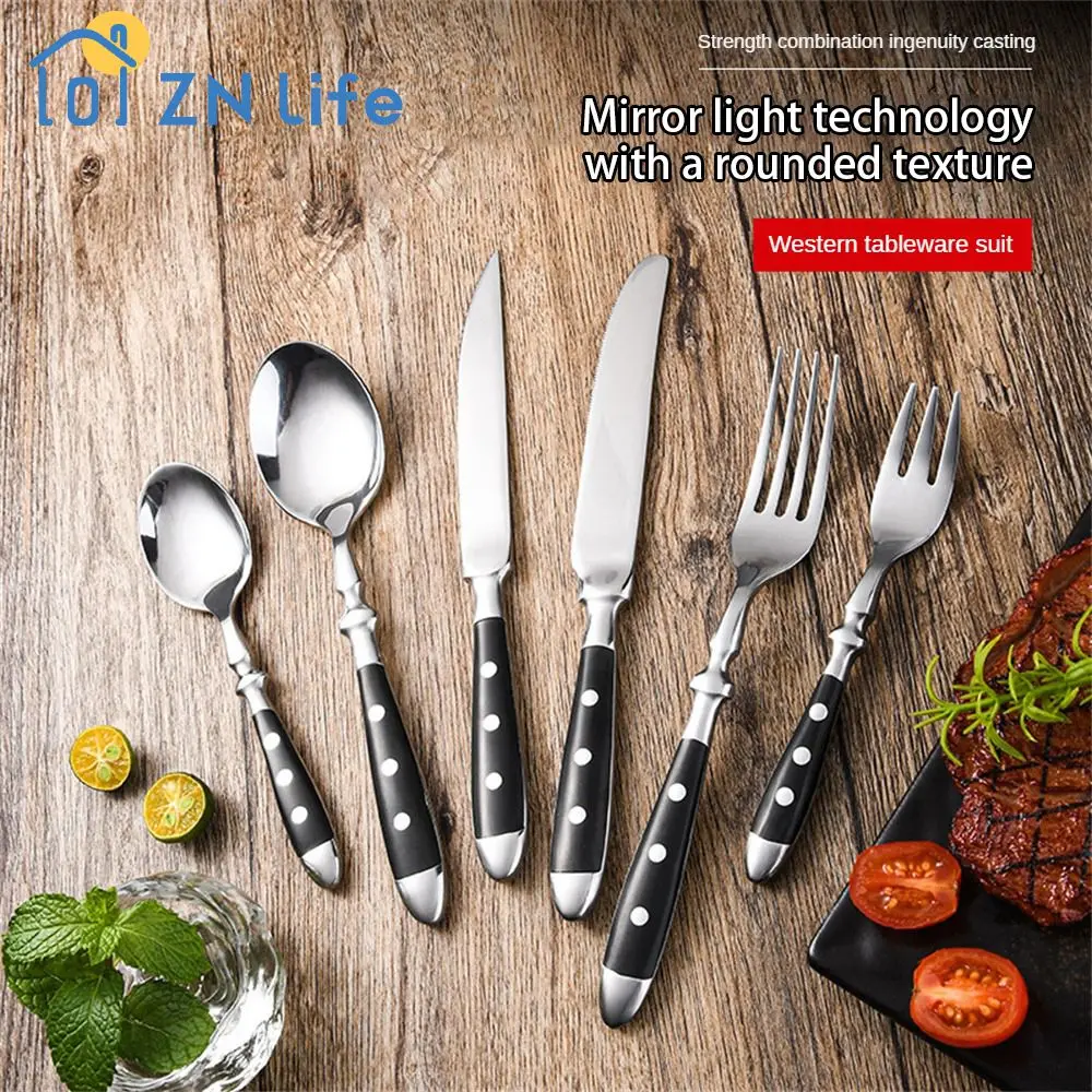 Steak Tableware Durable Mirror Light Process Preferred Steel Wear Resistance V-shaped Cutting Edge Knife And Fork Sharp Rounded