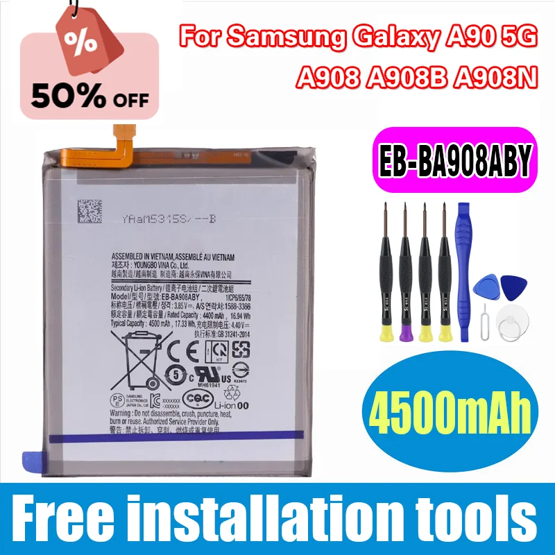 EB-BA908ABY 4500mAh High Quality Replacement  Battery For Samsung Galaxy A90 5G A908 A908B A908N Mobile Phone