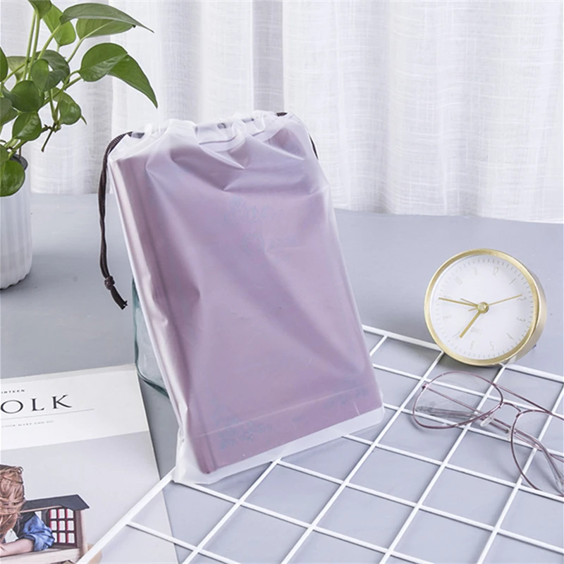 StoBag Frosted Drawstring Bags Transparent Shoes Organizer Clothes Packaging Storage Travel Pocket Portable Clear Pouches Home