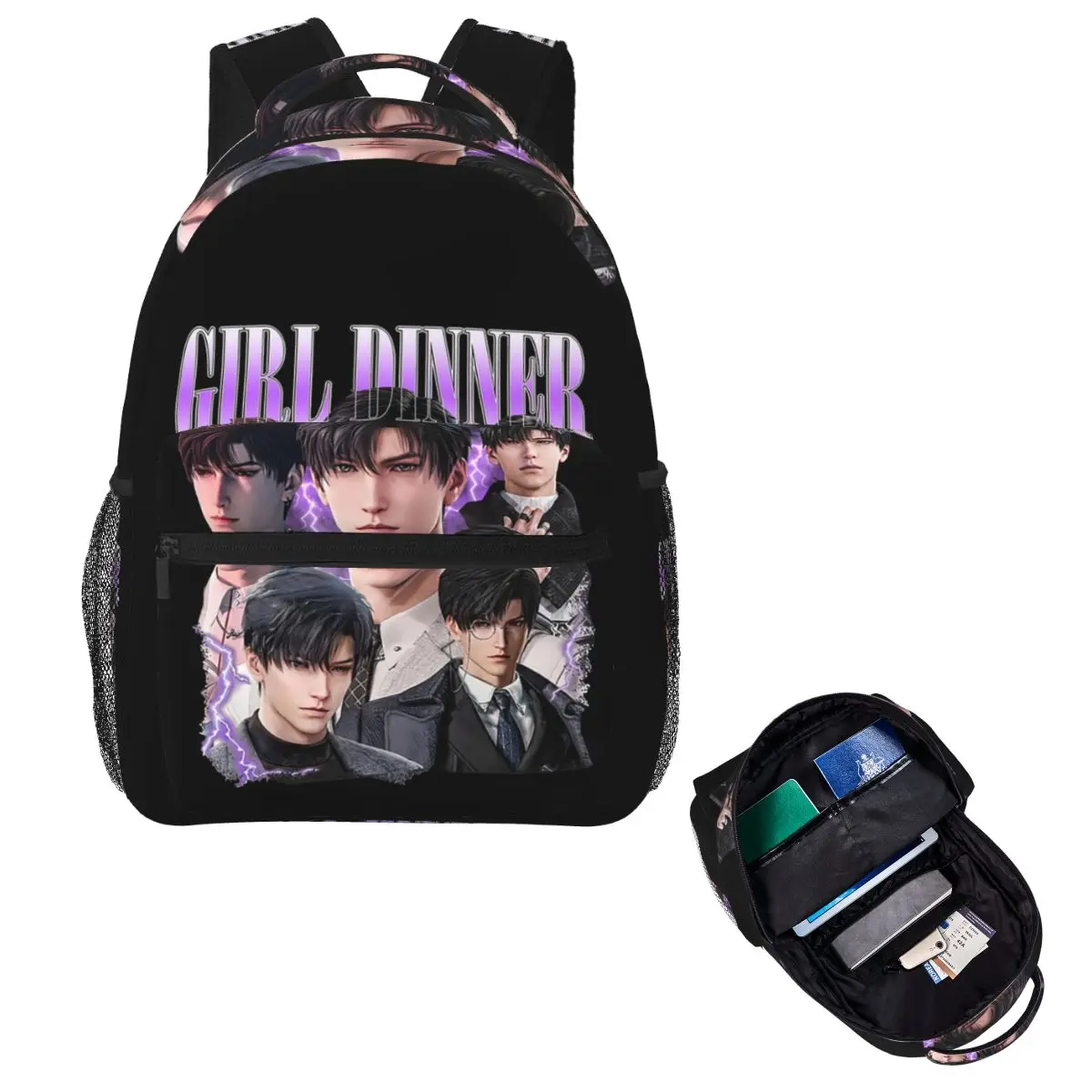 Girl Dinner Zayne Love And Deepspace Student Backpack School Bag Hiking Daypack for Men Women Fashion Bookbag Shoulder Bags