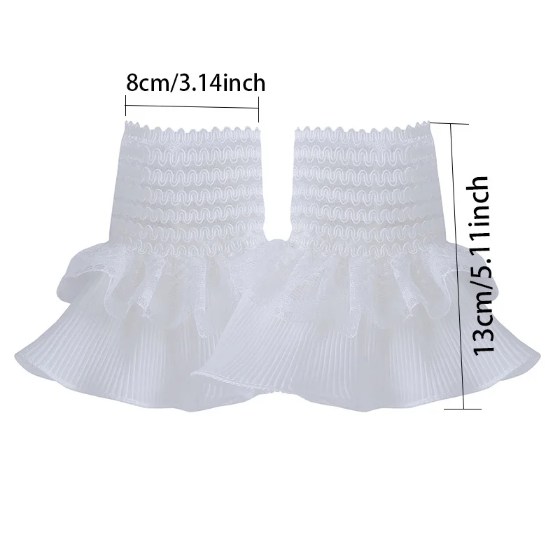 1Pair Creative Fashion Versatile Adaptable Detachable Fake Sleeves Sweater Decorative Sleeves Lace Ruffles Cuff Universal Fake C