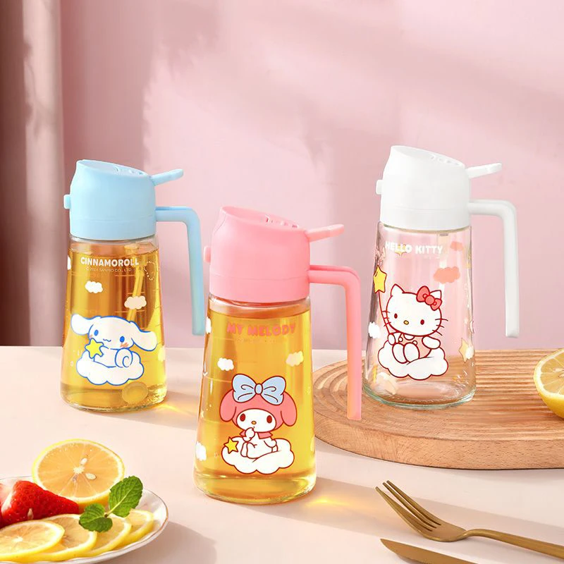 

Sanrio Hello Kitty Kawaii Anime Spray Pour Dual purpose Oil Pot Cute Cartoon Nebulizer Household Kitchen Glass Pot Gifts Toys