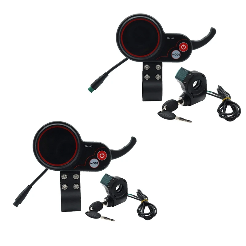 TF-100 Display Dashboard 6Pin+Ignition Lock Key Long Cable Scooter Speedometer For Kugoo M4 Electric Scooter Parts Accessories