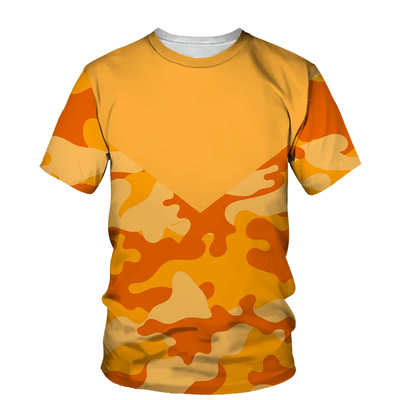 Summer Camouflage Tough Guy Men\'s Casual Outdoor Sportswear Men\'s and Women\'s T-Shirts Jungle Round Neck Tees Short Sleeve Top