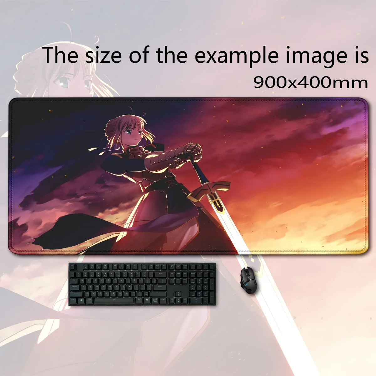 

Anime Saber Alter Fate Series teclado Anime mousepad Large Gaming mouse pad LockEdge Thickened Computer Keyboard Table Desk Mat