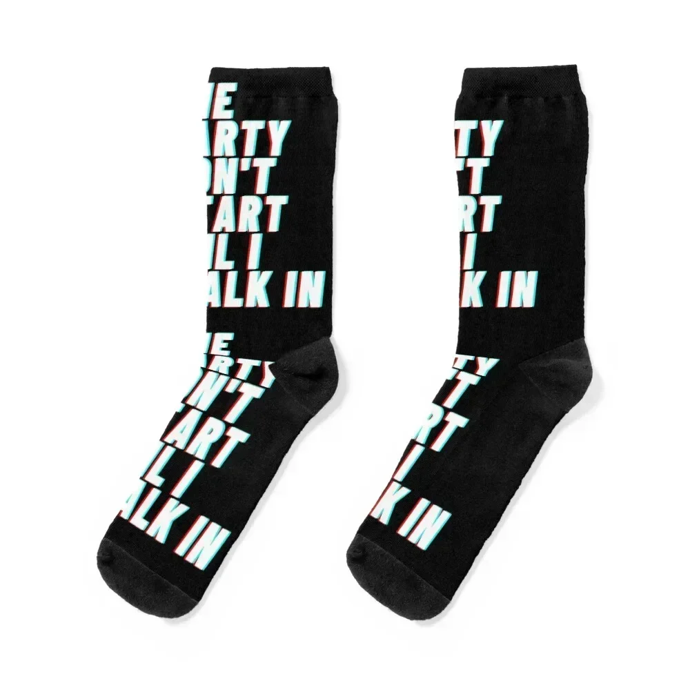 

The Party Dont Start Til I Walk In Kesha Party Themed Art Print. Socks funny gifts Non-slip tennis Socks Men Women's