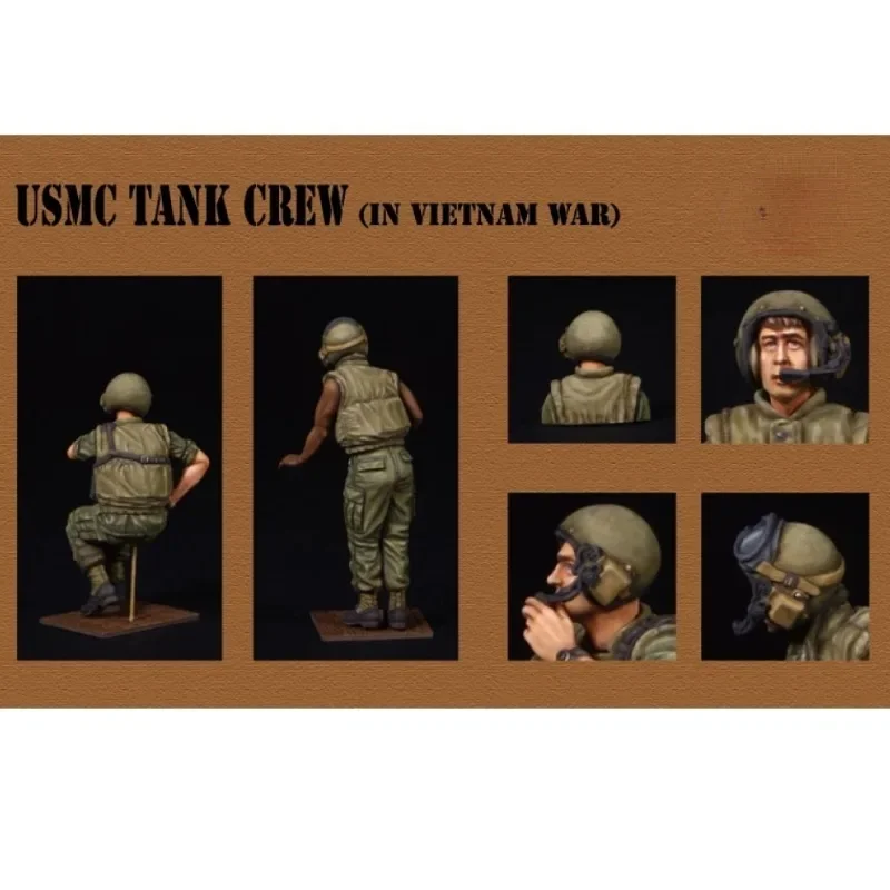 1/35 Die Cast Us Army Tank Crew (2 Figures and 1 Bust) Vietnam Resin Figure Soldier Model Kit Unassembled and Unpainted 088X