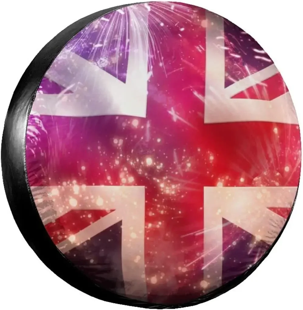 

Christmas Decorations Flag Fireworks Spare Tire Covers Polyester Universal Waterproof Sunscreen Wheel Covers for Trailer Rv