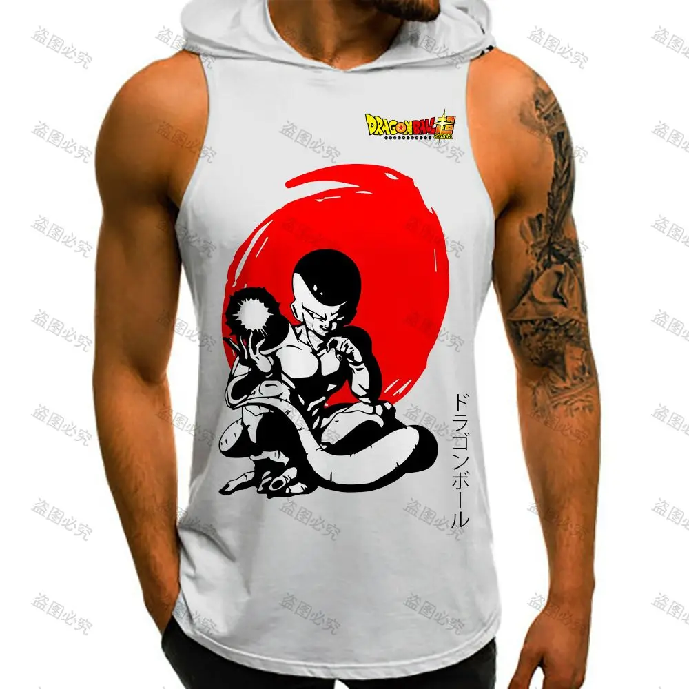 Vest With Hood Vegeta Men's Clothing Dragon Ball Z Hip Hop Gym New Top Anime Trend 2023 Streetwear T-shirts Oversized Essentials