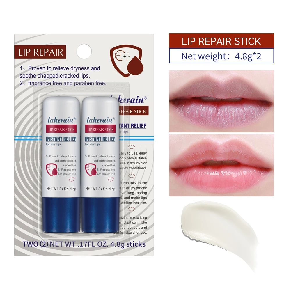 2pcs Lip Repair Stick Moisturizing Lip Balm Pack for Dry Chapped Lips Relief Hydrating Lip Care Lipstick Base Skincare
