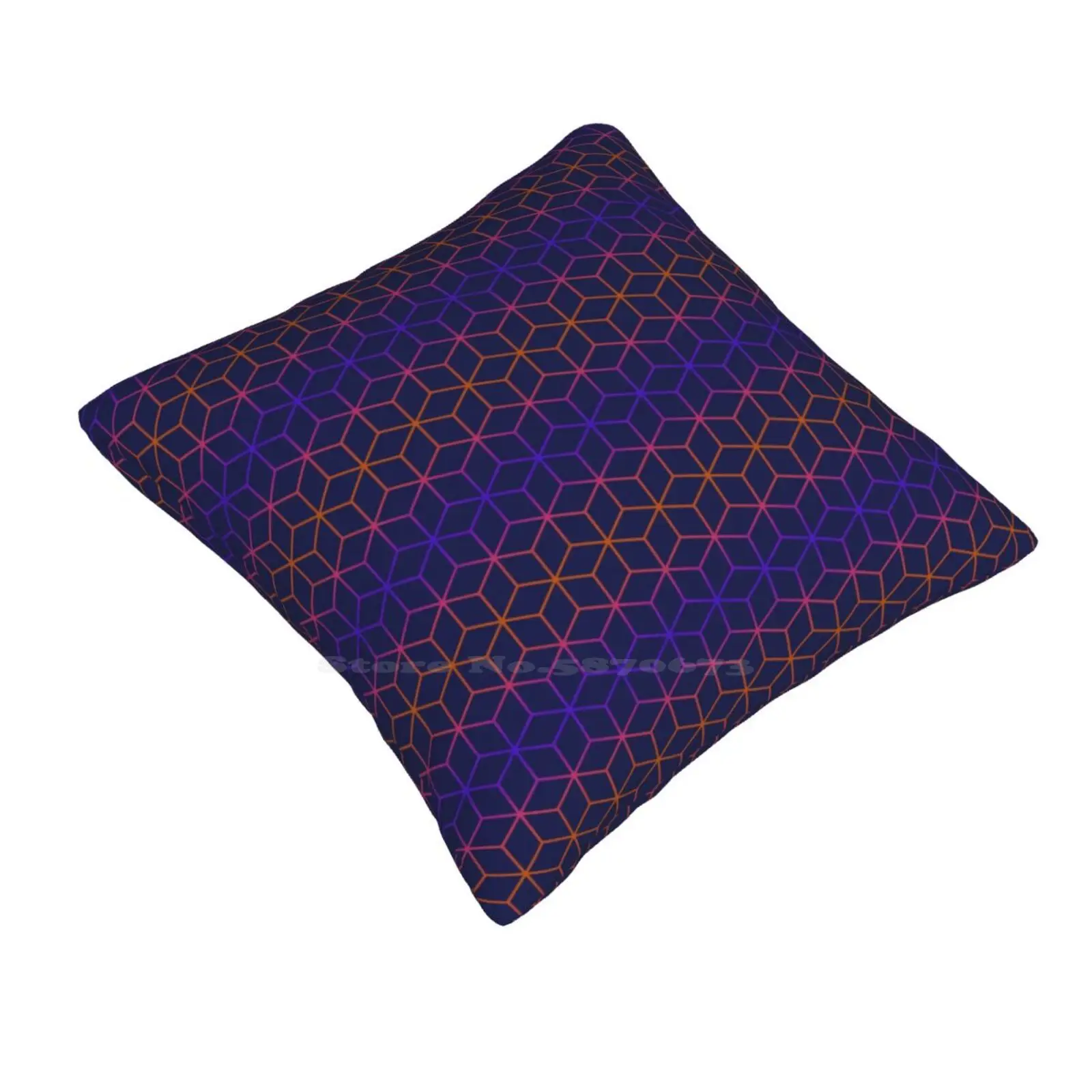 Translate Soft Comfortable Pillowcase Abstract Blue Orange Purple Electronic Led Cube Modern Optical Geometric Translate