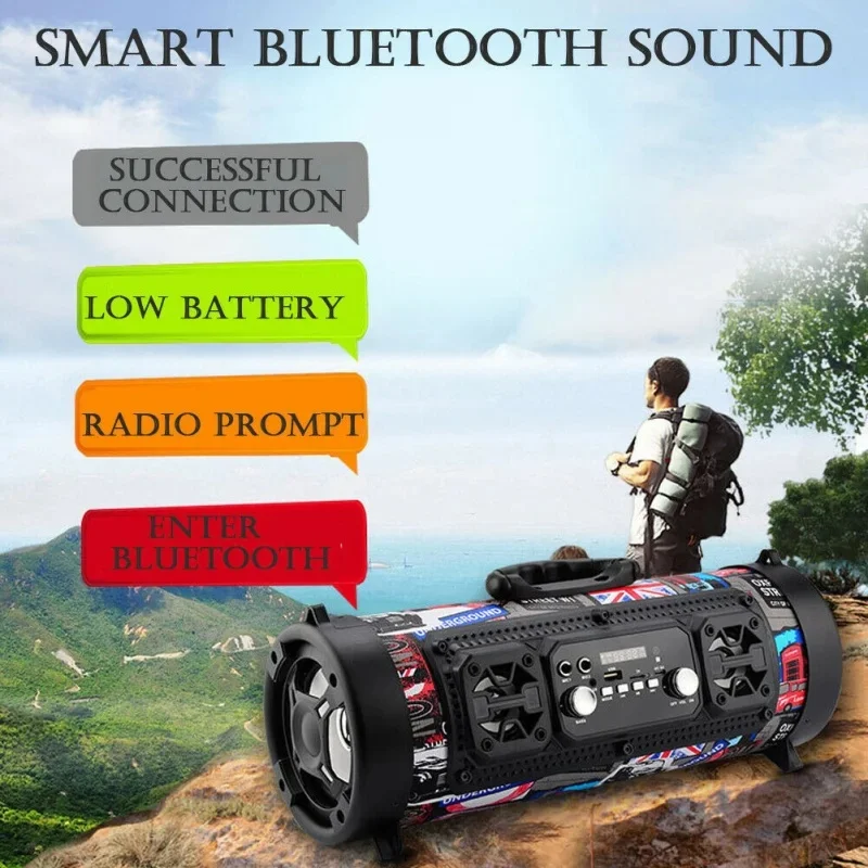 

With FM Radio Wireless Bluetooth Speaker HiFi Subwoofer Subwoofer Portable Soundbar Wireless Support Microphone KTV Boombox