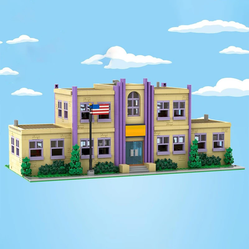 2733pcs MOC Modular Springfield Elementary School Modular Buildings Model Building Blocks Construction Christmas Gifts Toy Idea