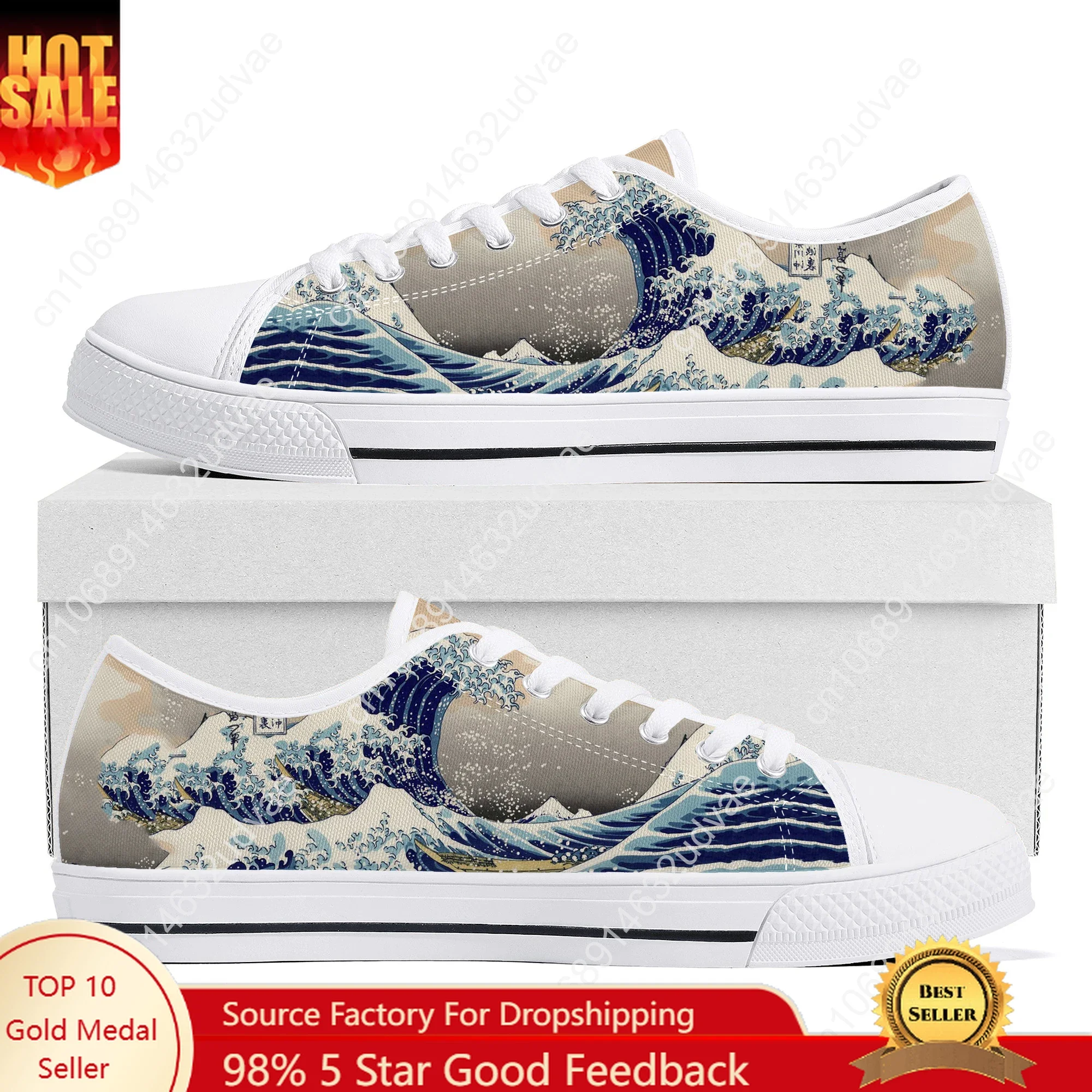 

The Great Wave off Kanagawa Sneakers Low Top Shoes Men Women Teenager Canvas Sneaker Custom Made Shoes Customize Shoe White