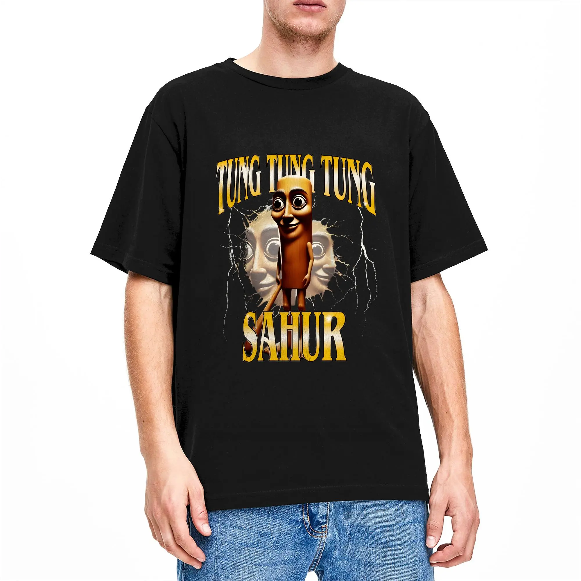 Lustiges Meme Tung Tung Tung- Sahur T-Shirt Sommer-Baumwoll-T-Shirts für Männer, trendiges, cooles, lässiges T-Shirt, kurzärmelig, klassische T-Shirts
