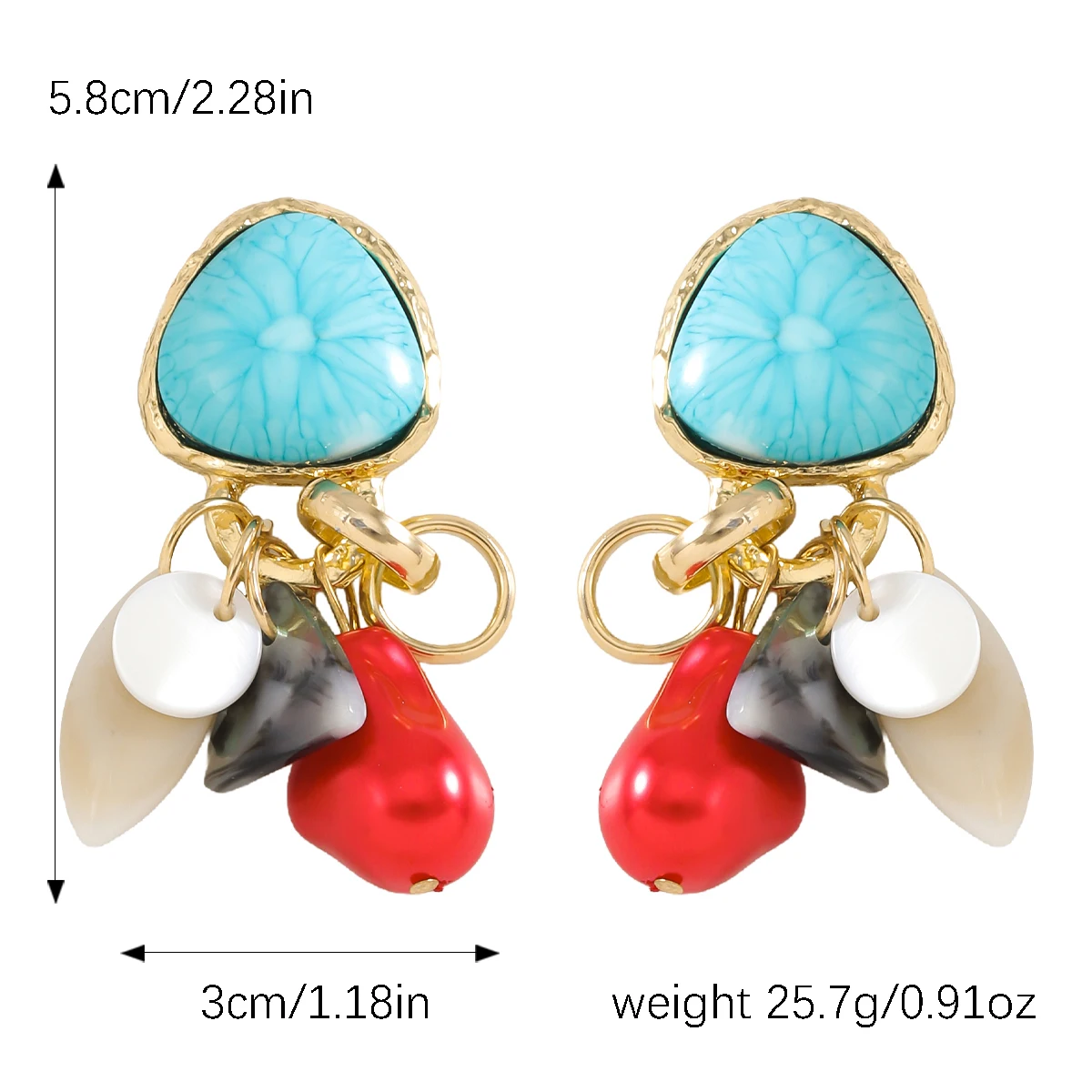 ZA 2024 New Bohemian Retro Colorful Stone Pendant Earrings, Boho Holiday Party Women Accessories