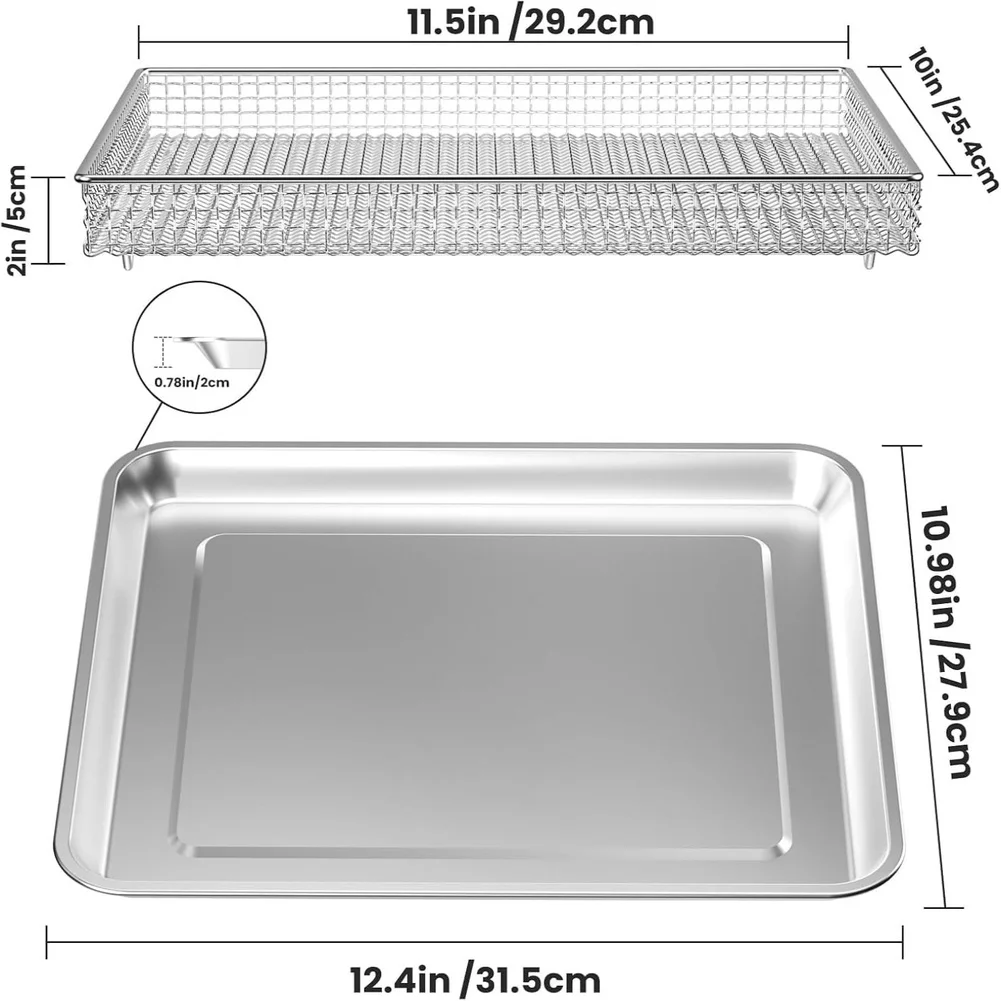 

Air Fryer Cooking Silver Air Fryer Basket Mesh Grid Insert Stainless Steel Heat Resistant 360 All-around Heating