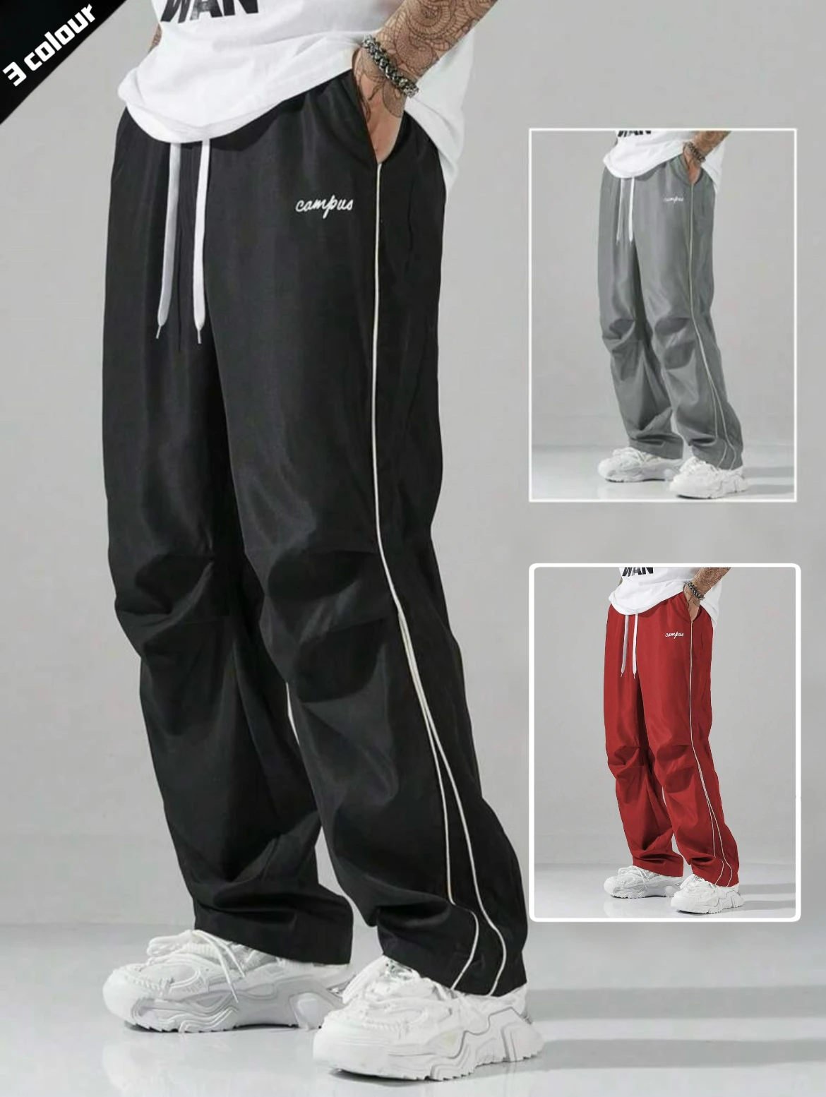 

Men's Striped Three - Color Pants for Sports, Fitness, Jogging, Casual Style with Pockets