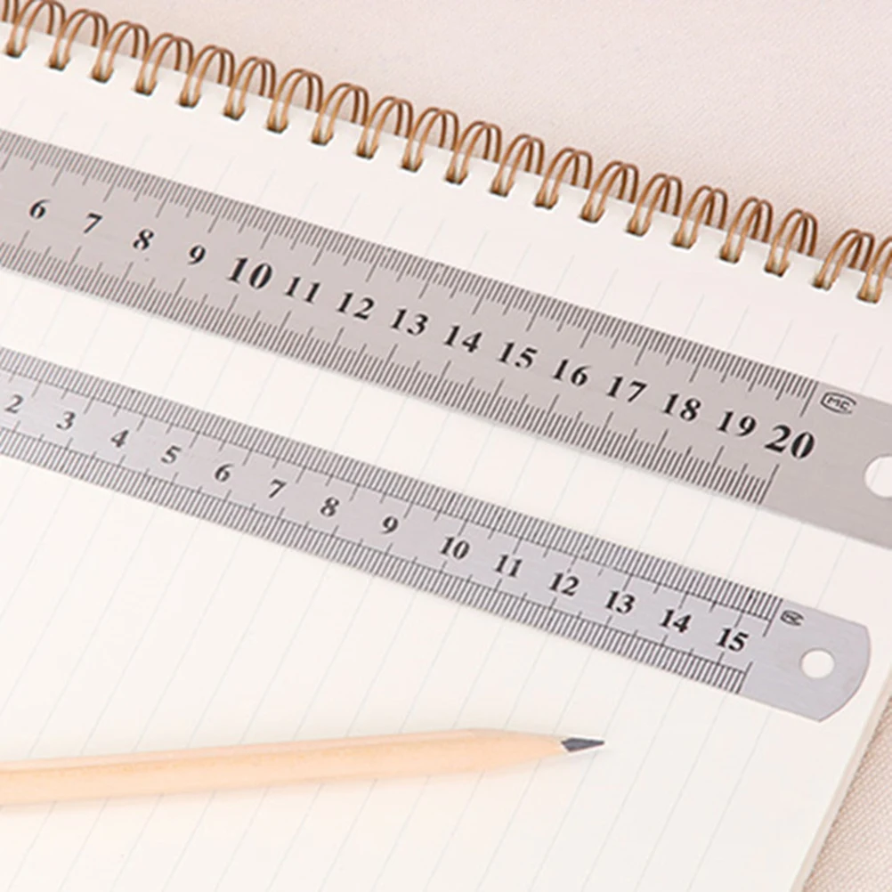 

2 Pcs Graduated Steel Ruler Accurate Office Metric System Straight Rulers Home Metal Practical