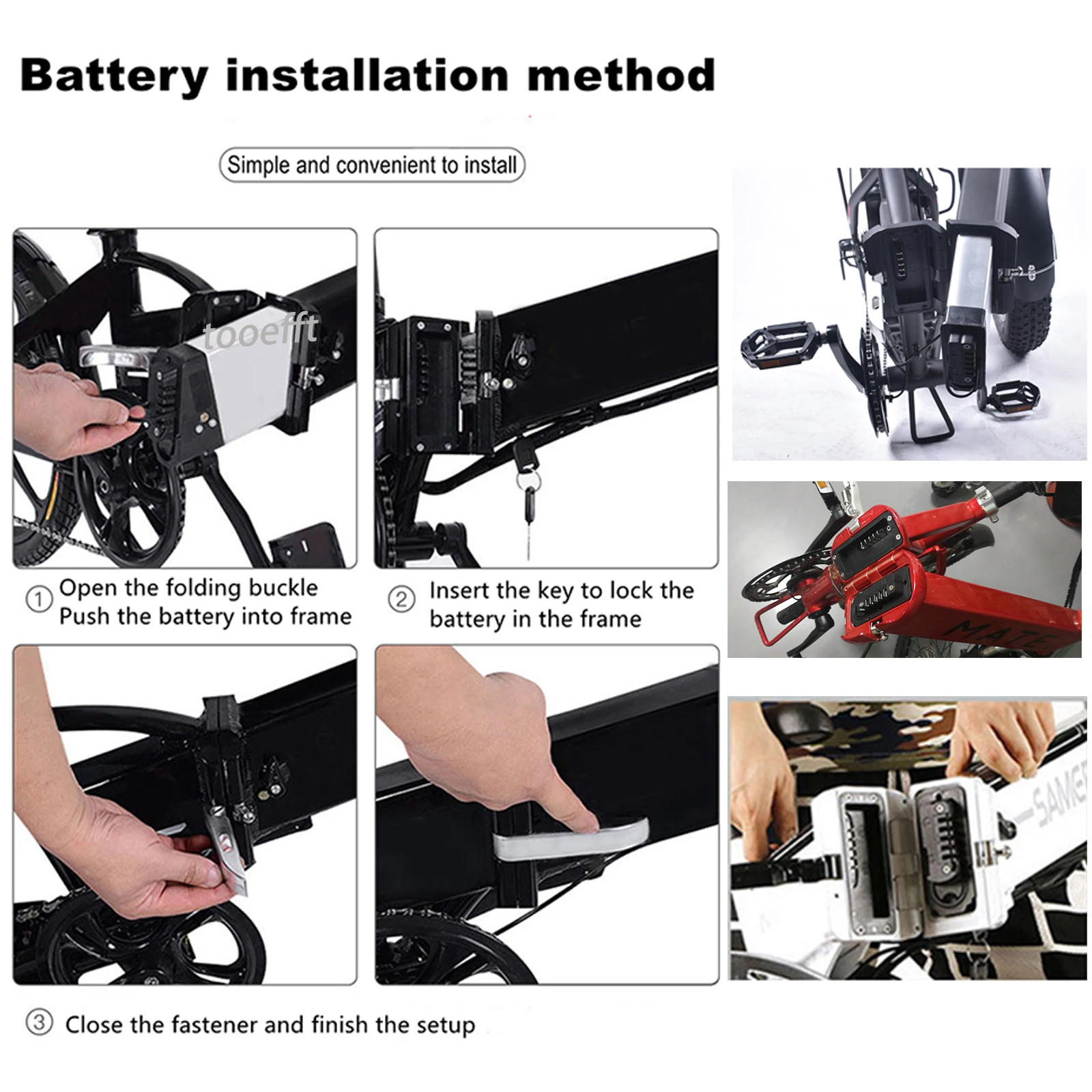 Batteria Ebike 48V 10.4Ah 12.8Ah 13.6Ah 14Ah Batteria per bicicletta elettrica incorporata pieghevole per Lafly X3 samebike LO26 20LVXD JINGHMA