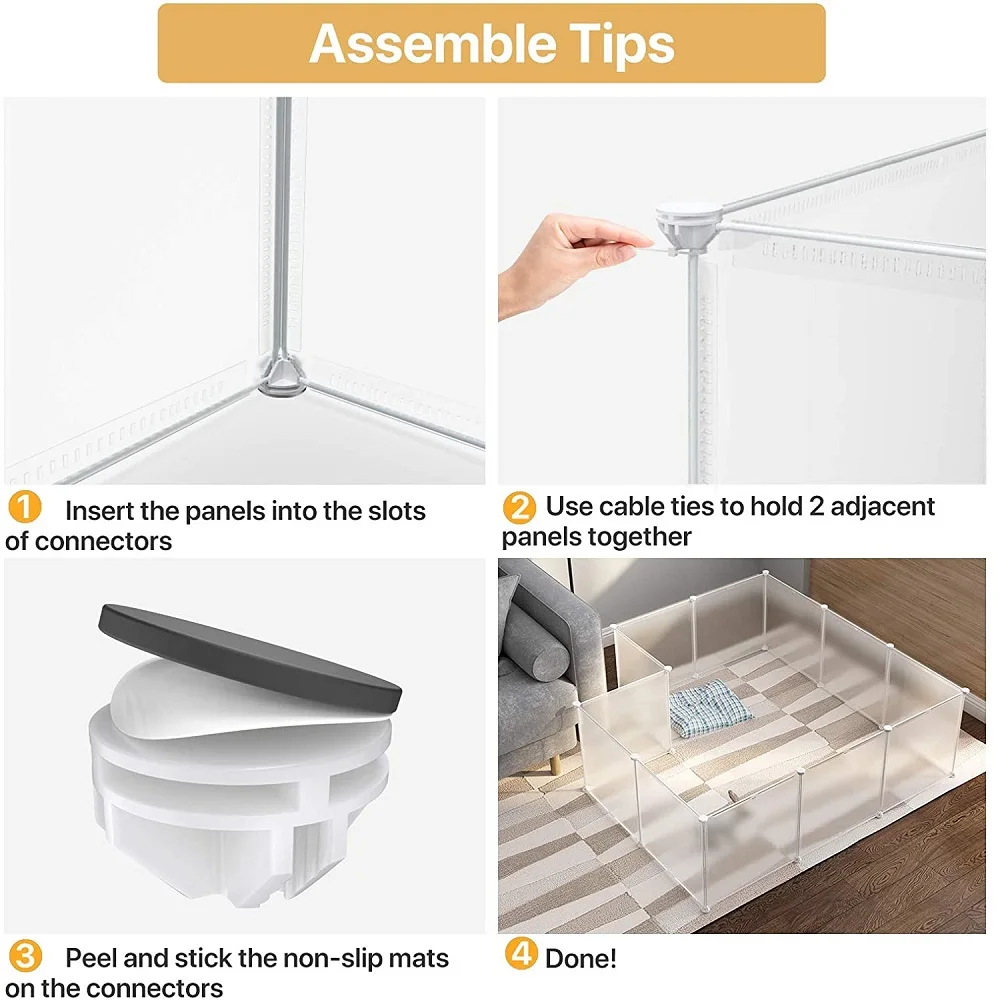 DIY Pet Playpen for Small Animals, Portable Plastic Pet Playpen Animal Fence for Small Animals,Cat,Rabbit,Ferret,Guinea Pig