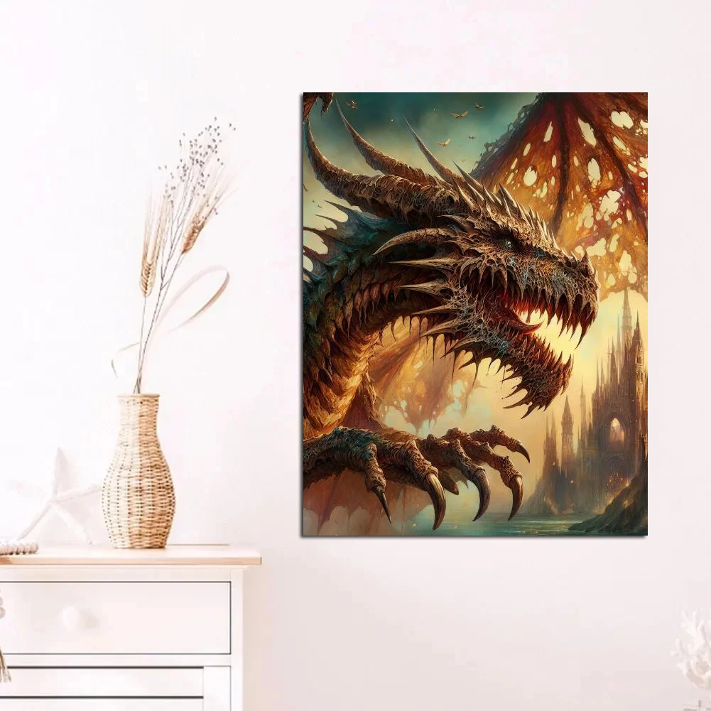 Fierce War Dragon DIY 5d Diamond Painting Cross Stitch New 2024 Abstract Fantasy Diamond Mosaic Embroidery For Home Decor Gift