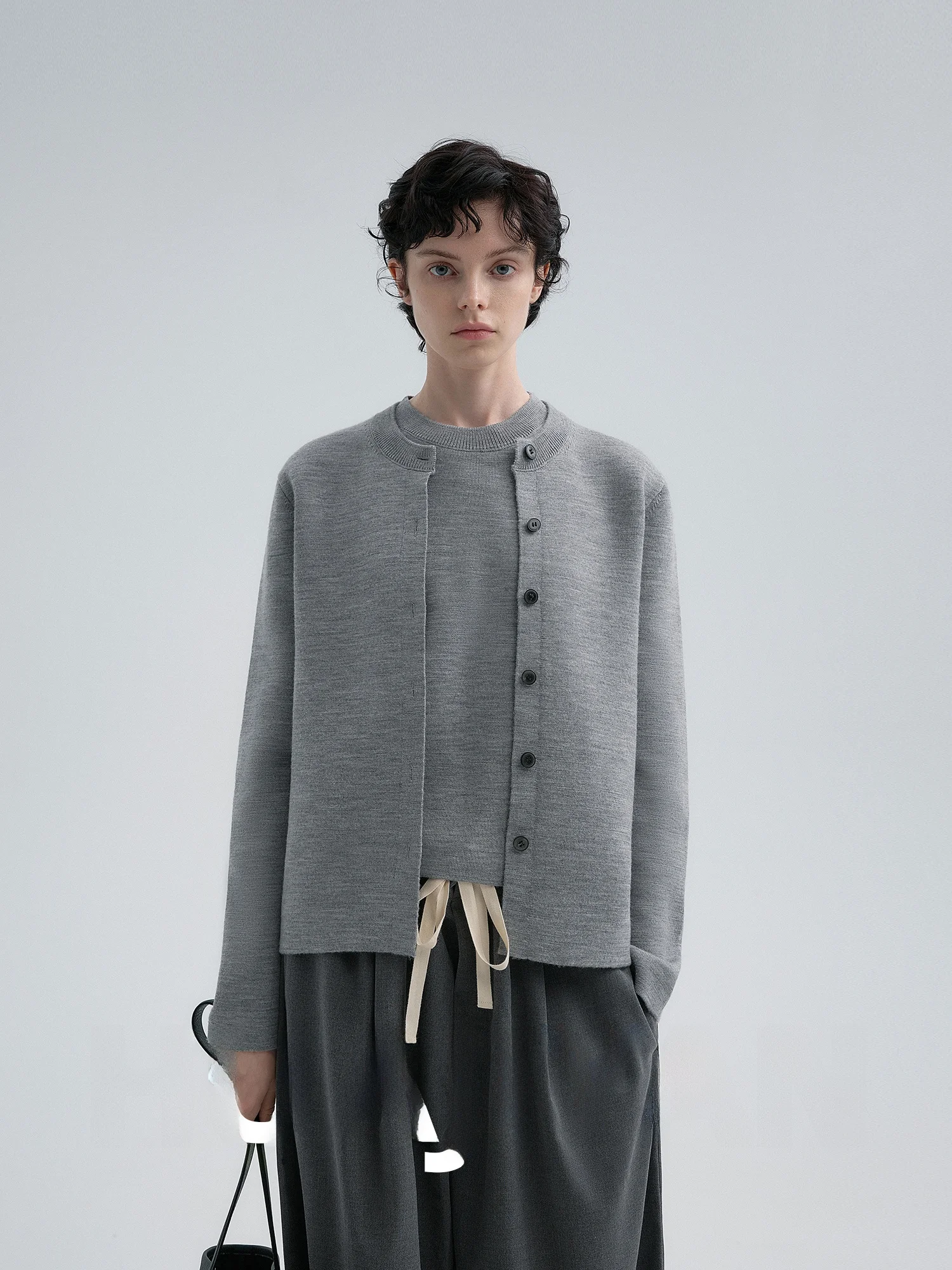 

Женский вязаный кардиган Hua Ji Yan из шерсти с одной пуговицей, однотонный, 100% шерсть, весенний сезон