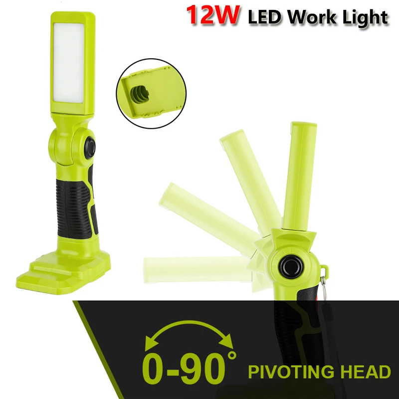 

NEW LED Work Light for Ryobi 18V Battery 12W 1000LM Protable Flashlight with Low Voltage Protection for Camping Workshop Garage