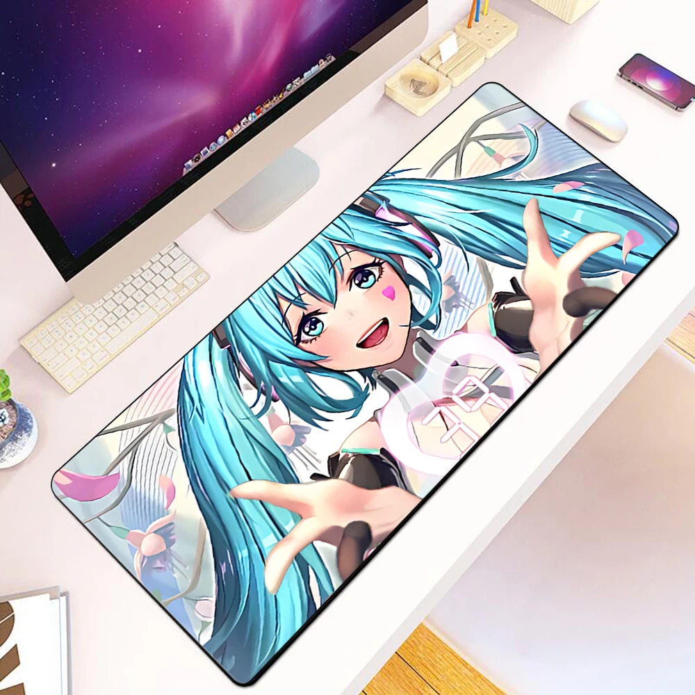 H-hatsunes miku mouse pad hd-druck computers pieler verriegelung kante rutsch festes mauspad xxl90x40cm tastatur pc schreibtisch pad