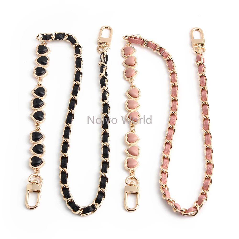 1/3/10PCS 65CM 9mm Metal PU Heart Leather Chains For Replacement Lanyard Mobile Phone Handbag Bags Belt Crossbody Accessories