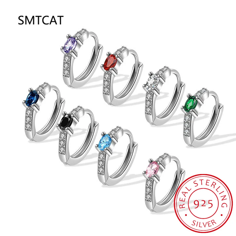 

Oval Natural Garnet Amethyst Peridot Sky Blue Topaz Hoop Earring 925 Sterling Silver Colorful Gemstone Jewelry For Women Gift