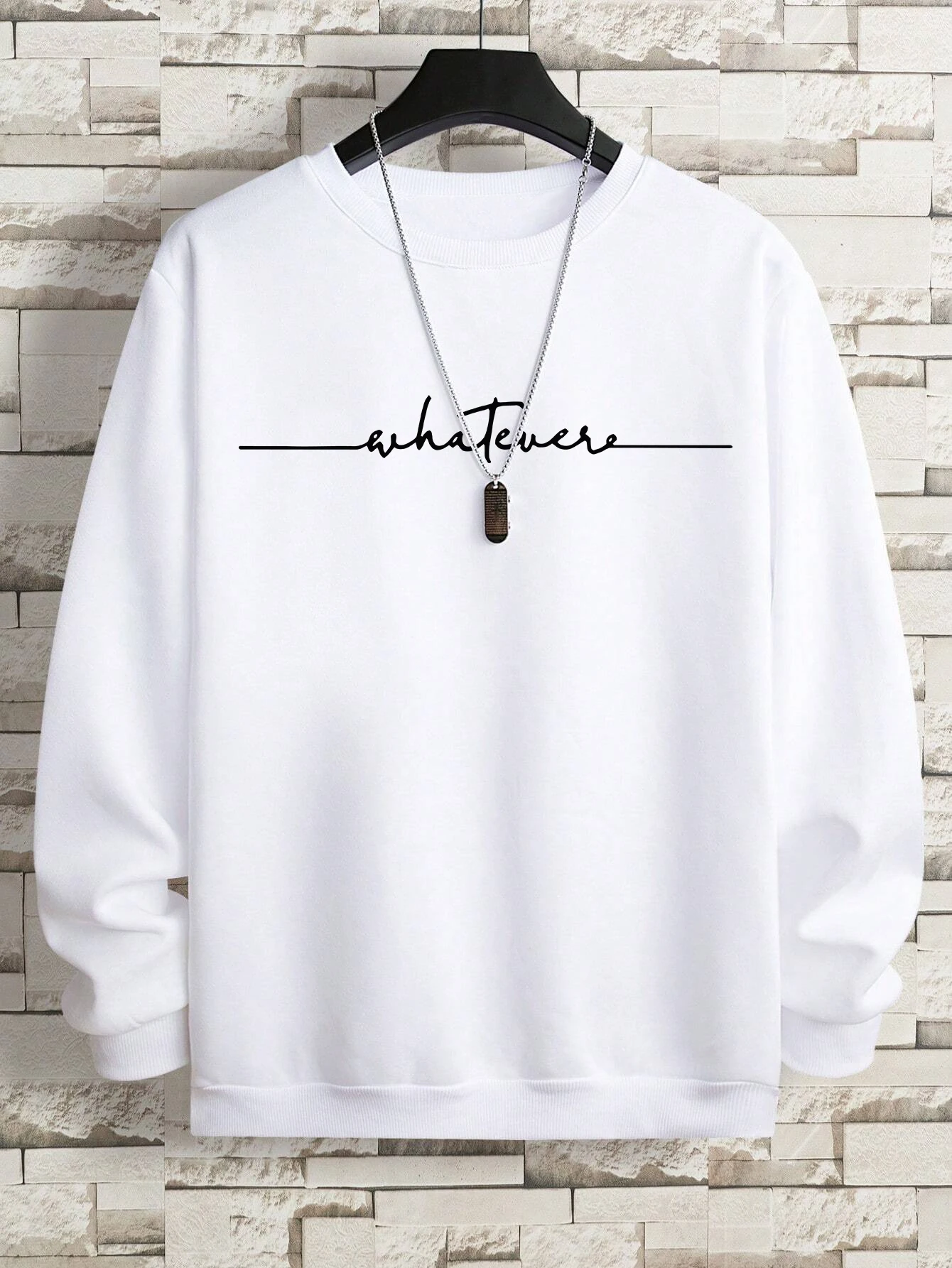 Whatever Letter Printed Men Hoodies Breathable Comfortable Crewneck Sweatshirt Autumn Fleece Warm Pullover Man Woman Streetwear