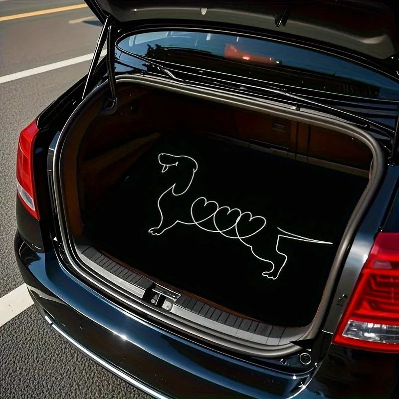VIKAMA Minimalist Dachshund Trunk Mat, Dog Cargo Liner, Easy-to-Clean Boot Protector, Universal Fit Car Accessories, Non-Slip