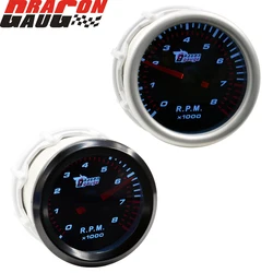 Dragon 52MM Auto Car Rev Counter Tachometer Pointer Instrument Gauge 8000 RPM 4-6-8 Cylinder Meter